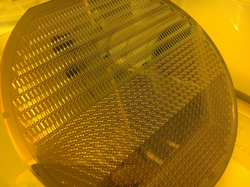 Patterned Wafer with different micromechanical watch-components ready for electroforming